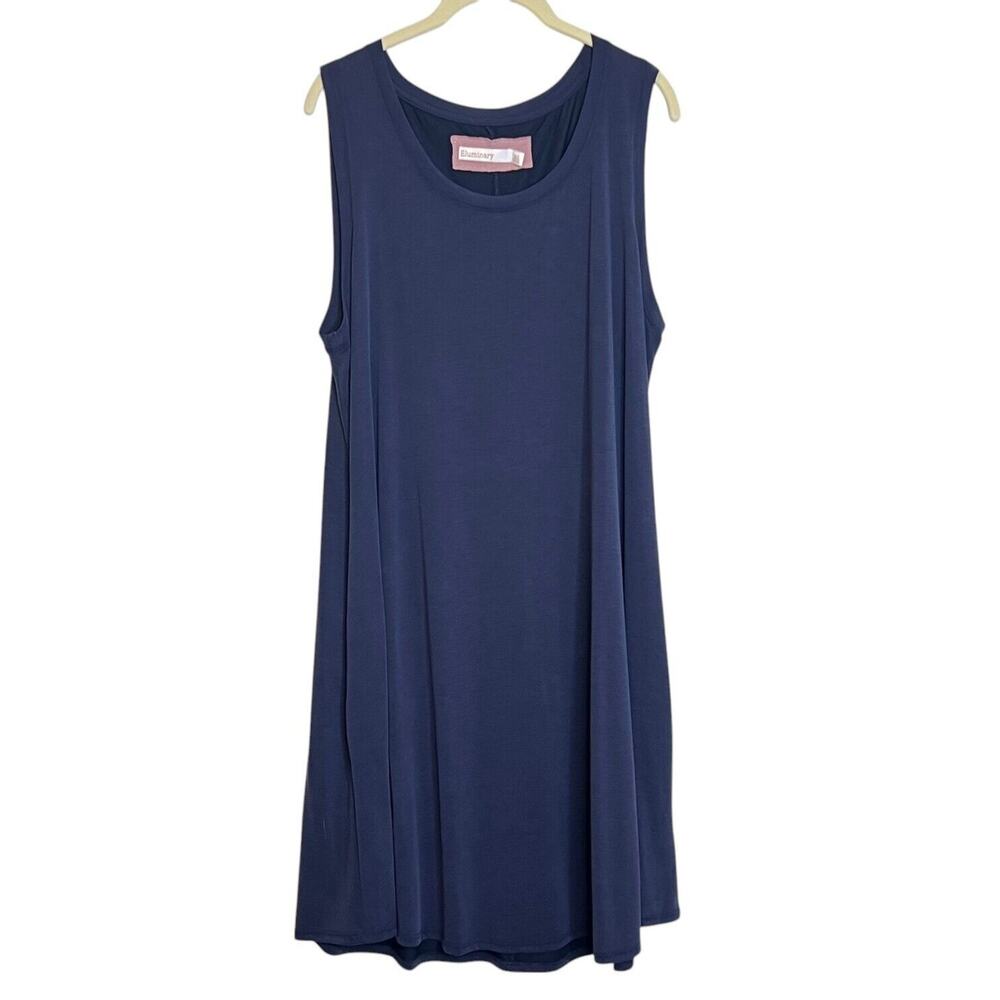 Eluminary Womens Sleeveless Shift Dress Size XL Blue Modal Blend Made in USA